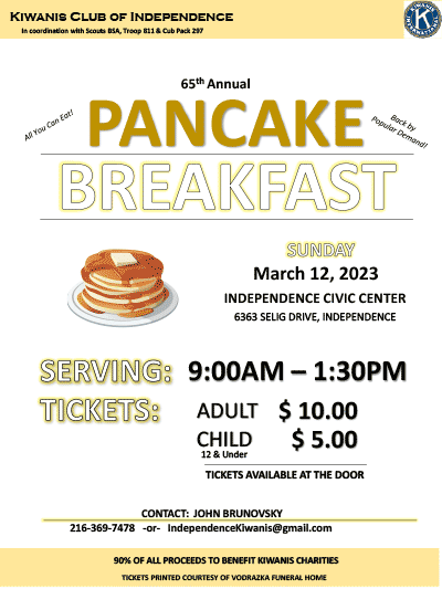 Pancake Breakfast - Kiwanis of Independence Ohio